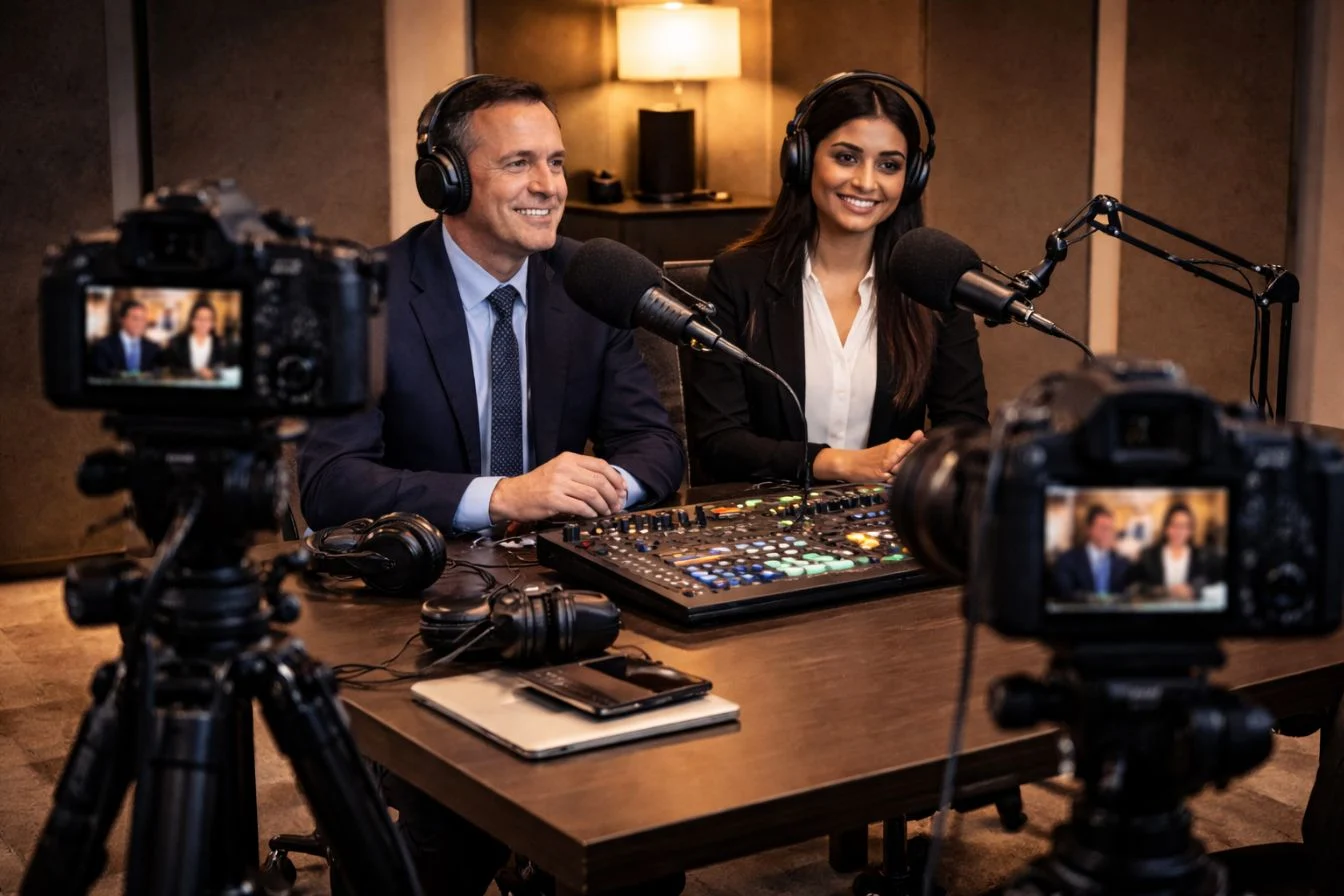Podcast studio recording in Delhi by Visionary Motion Pictures